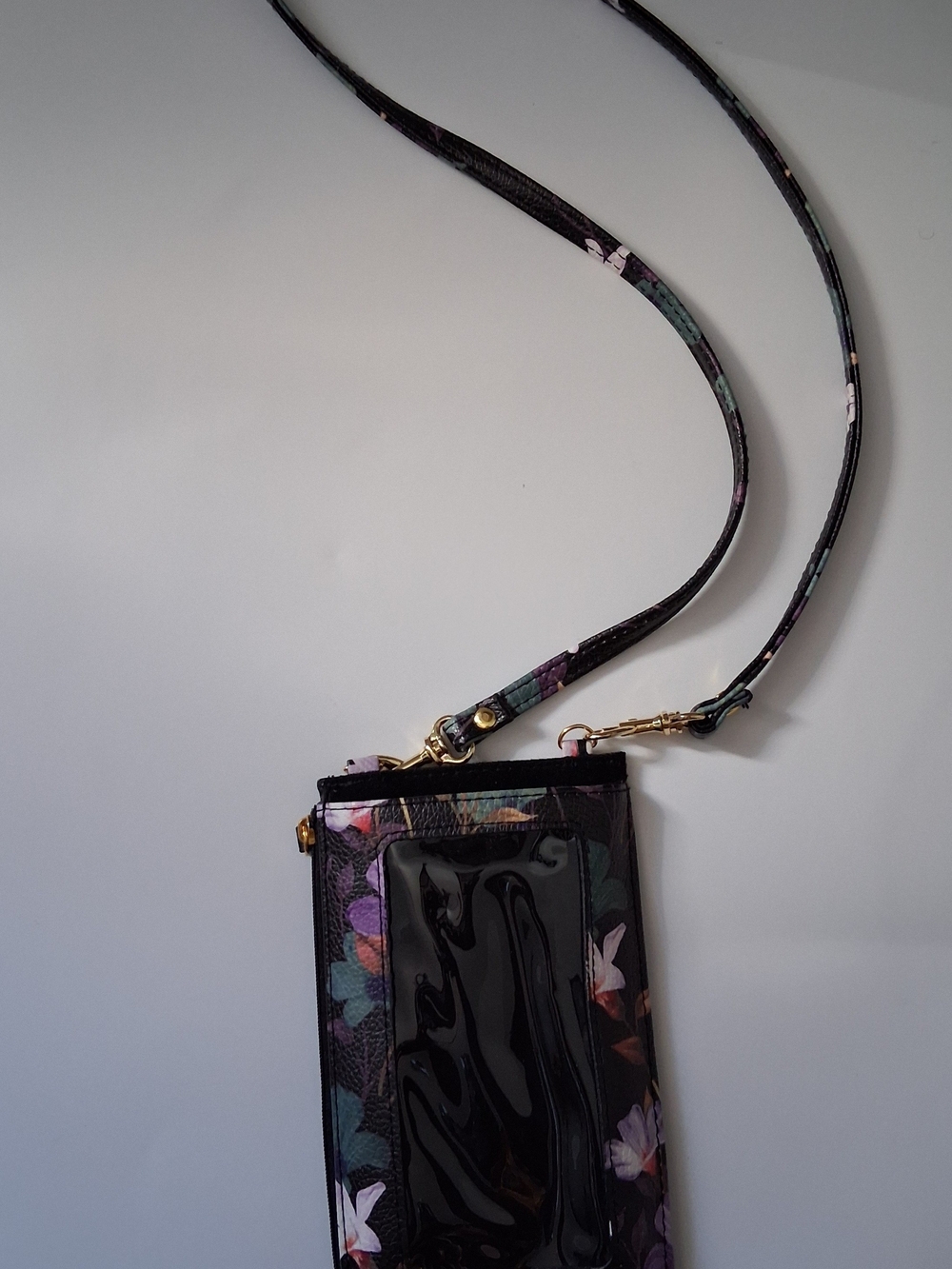 Floral Black Crossbody Phone Wallet